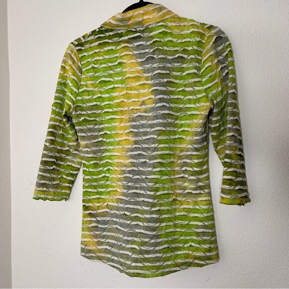 Snoskins XS Jacket Zip Front Textured Crinkle Green Yellow Lightweight - Picture 6 of 8